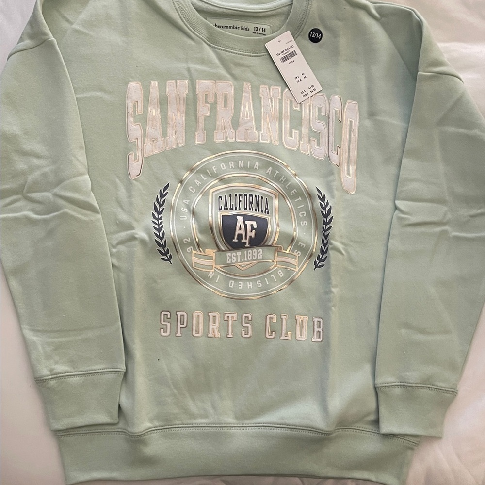 Abercrombie Kids Mint San Francisco Sports Club Crewneck Sweater